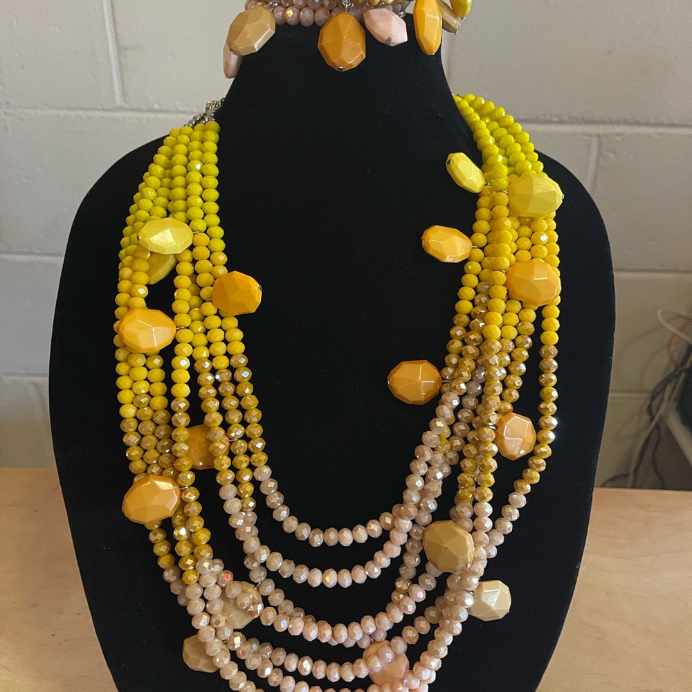Sassy Jones Vibrant Yellow and Orange Statement Necklace Set